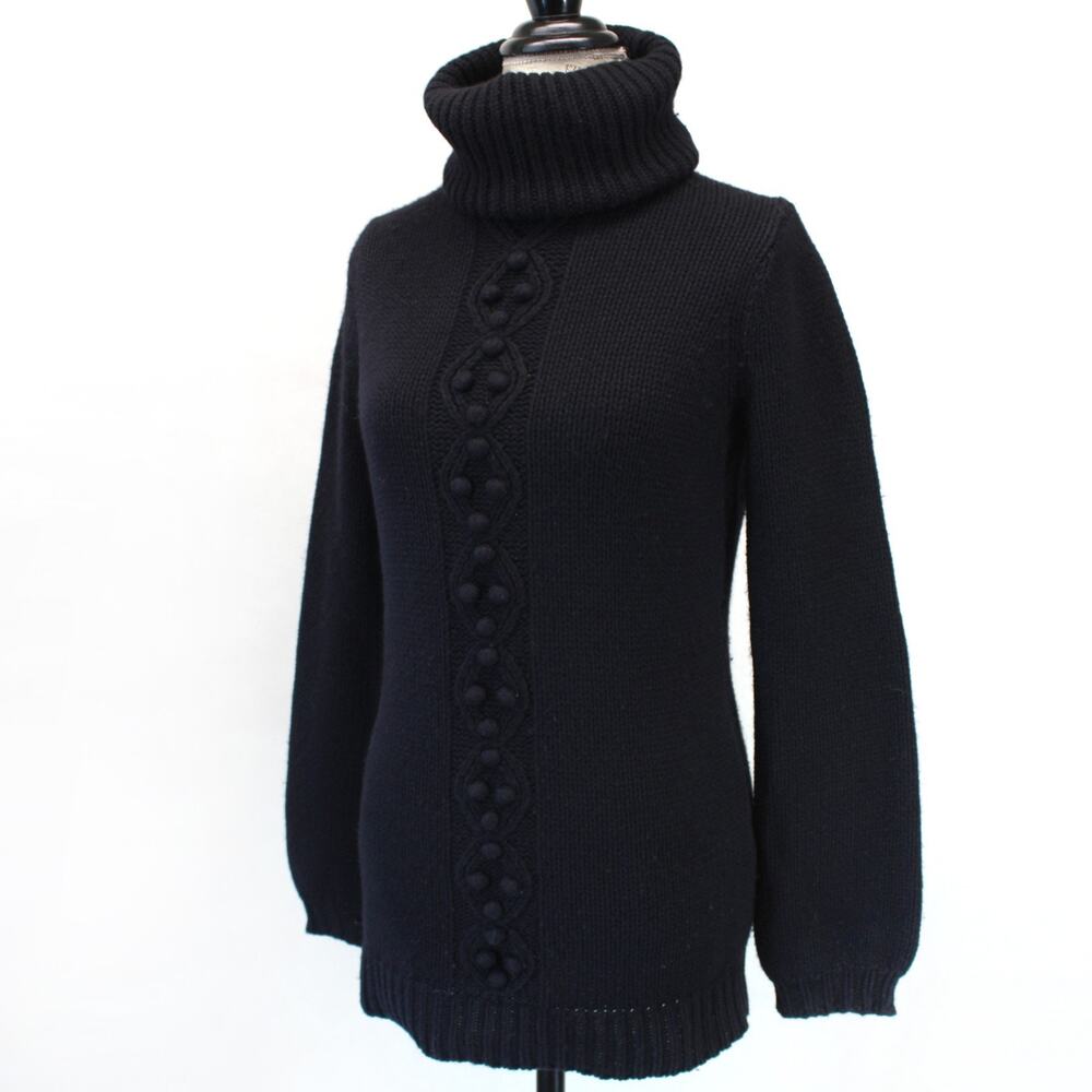Trovata Cashmere Sweater Black Chunky Knit Cozy Preppy Medium